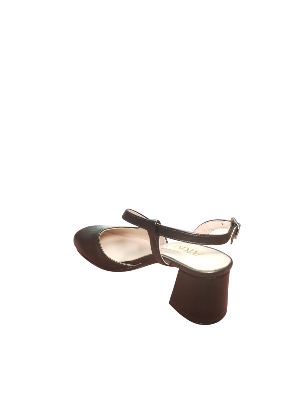 Scarpa ARRES Slingback Nera con Tacco Basso e Punta Quadrata
