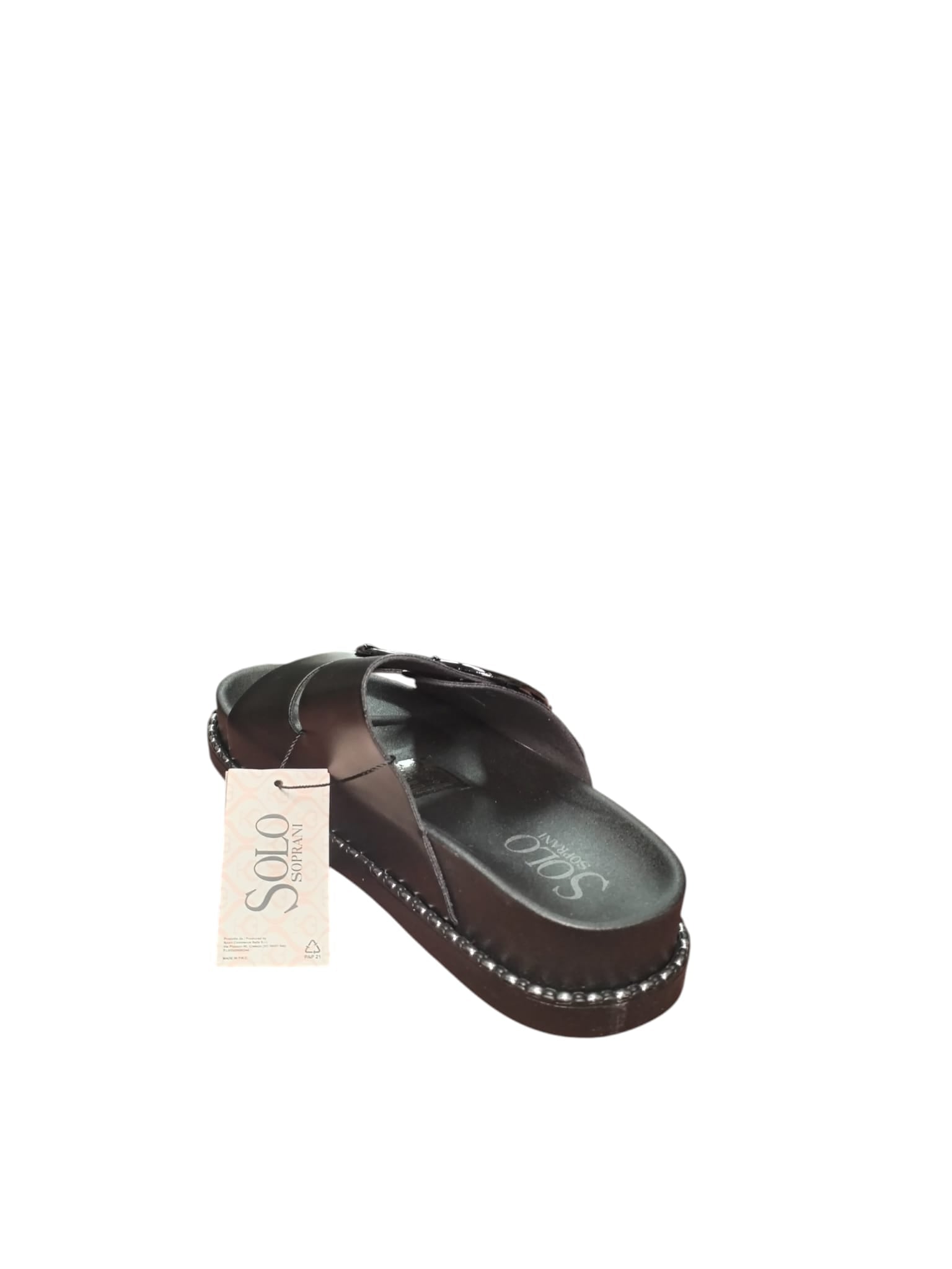 Sandali SoloSoprani Flat Argento con Fibbie e Borchie