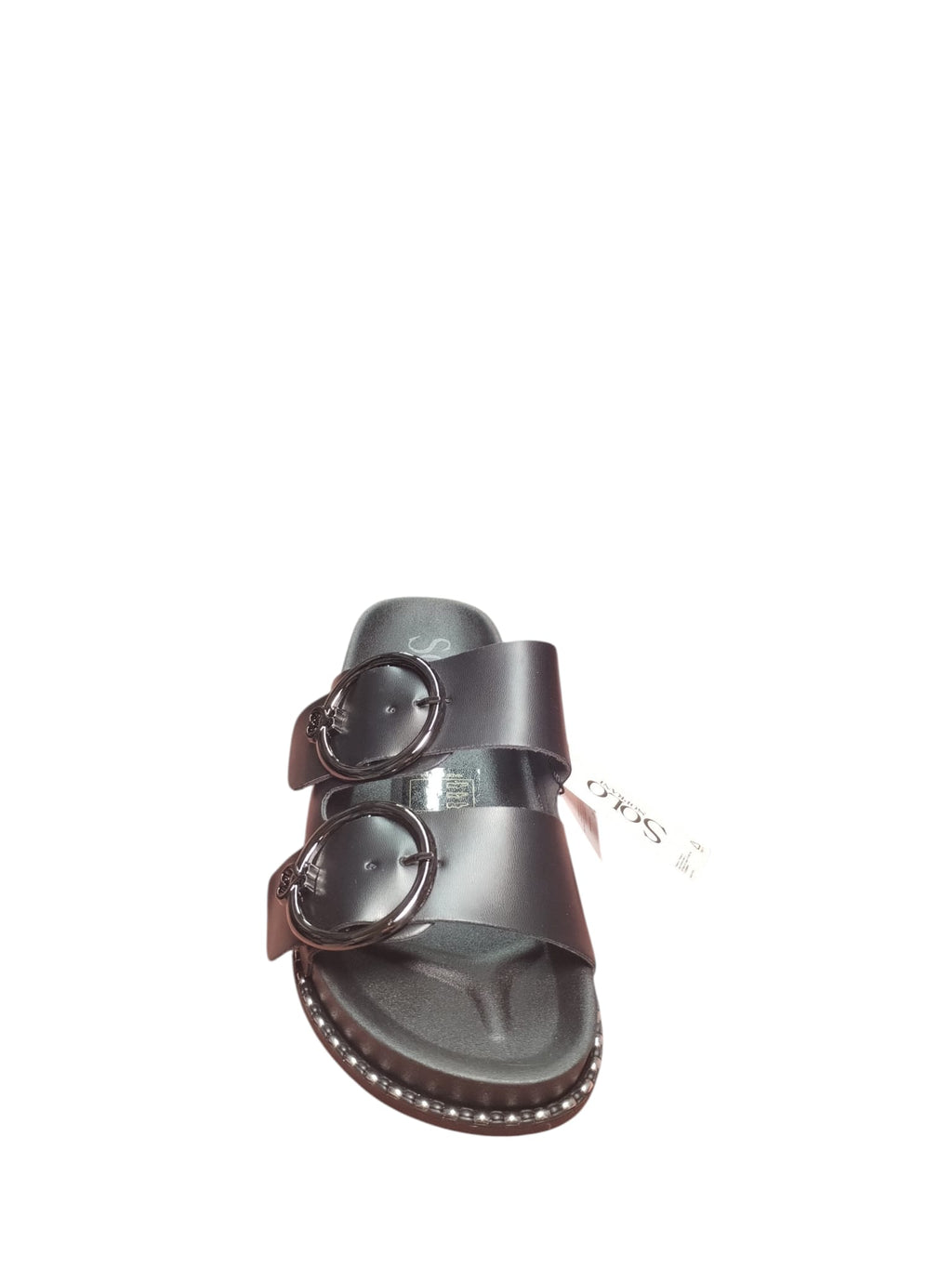 Sandali SoloSoprani Flat Argento con Fibbie e Borchie