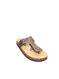 Sandalo Infradito Beige Americanino con Fibbia e Suola in Sughero