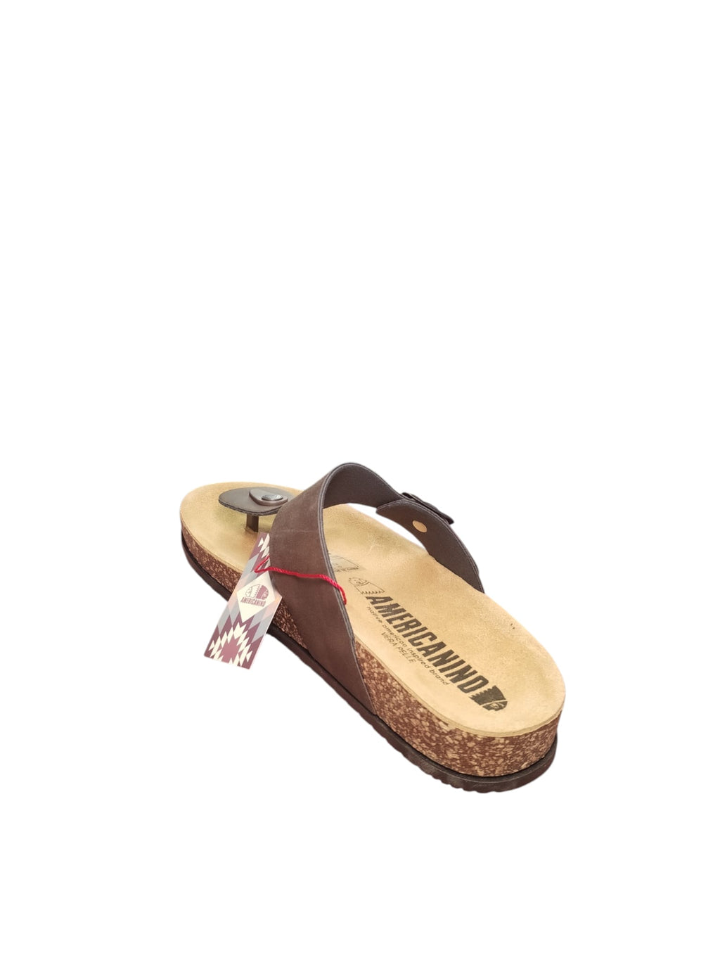 Sandalo Infradito Beige Americanino con Fibbia e Suola in Sughero