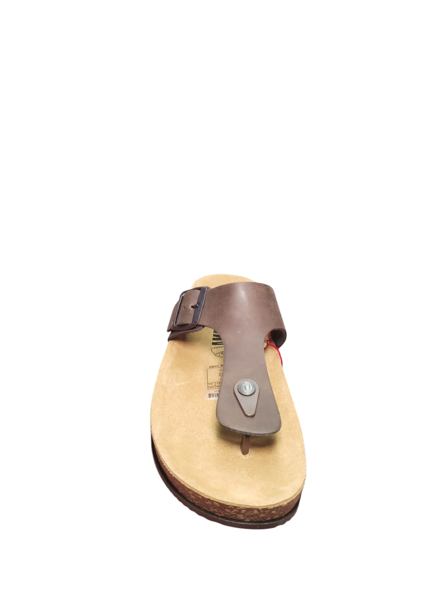 Sandalo Infradito Beige Americanino con Fibbia e Suola in Sughero