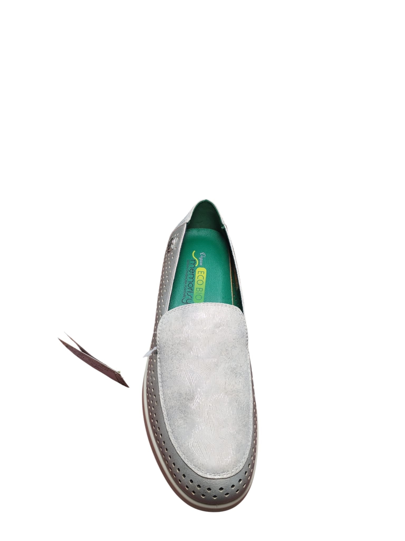 Mocassini Donna Argento Perforati Comfort Eco