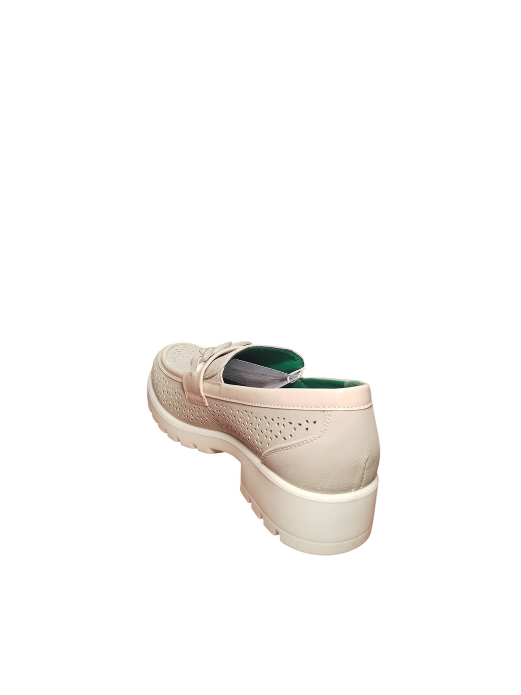 Mocassini Donna Traforati con Catena Grigio Azzurro