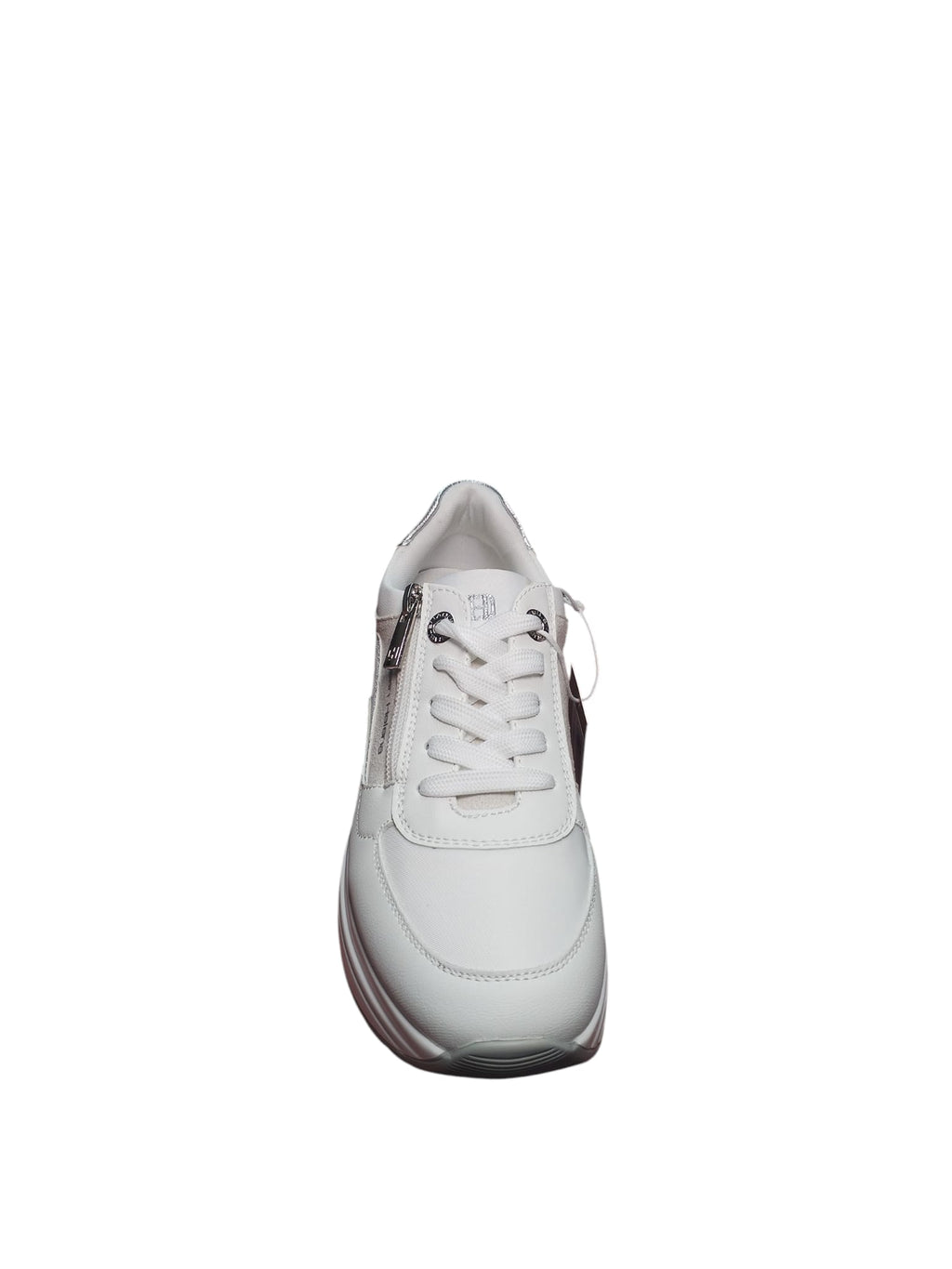 Sneakers Bianche Queen Helena Donna Platform con Zip Laterale