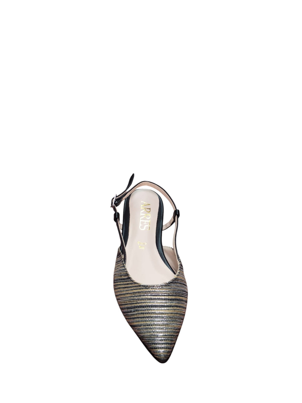 ARRES Slingback Donna Punta Chiusa Righe Metalliche