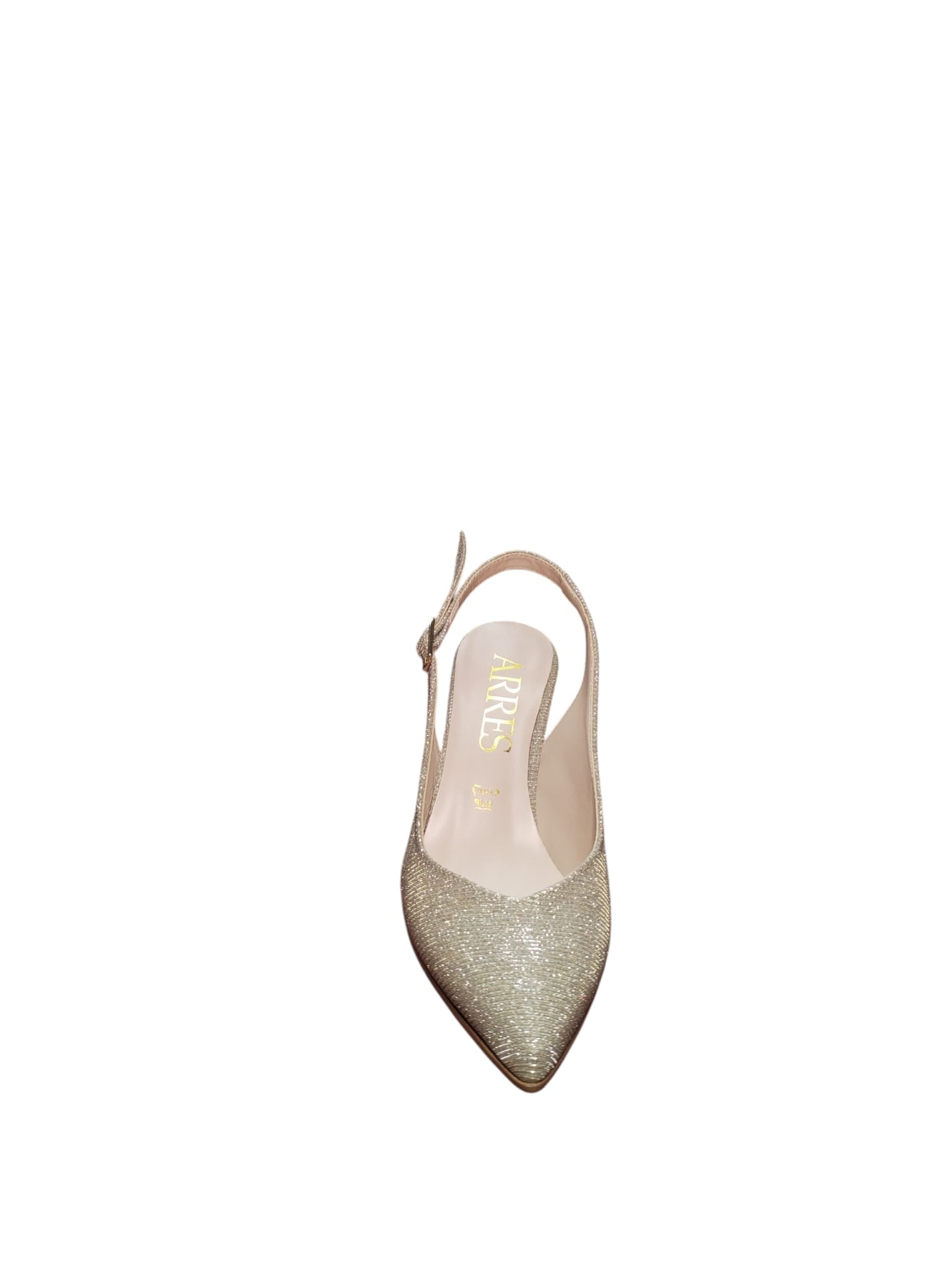 Décolleté ARRES Slingback Oro Glitter Punta Sfilata Tacco Medio