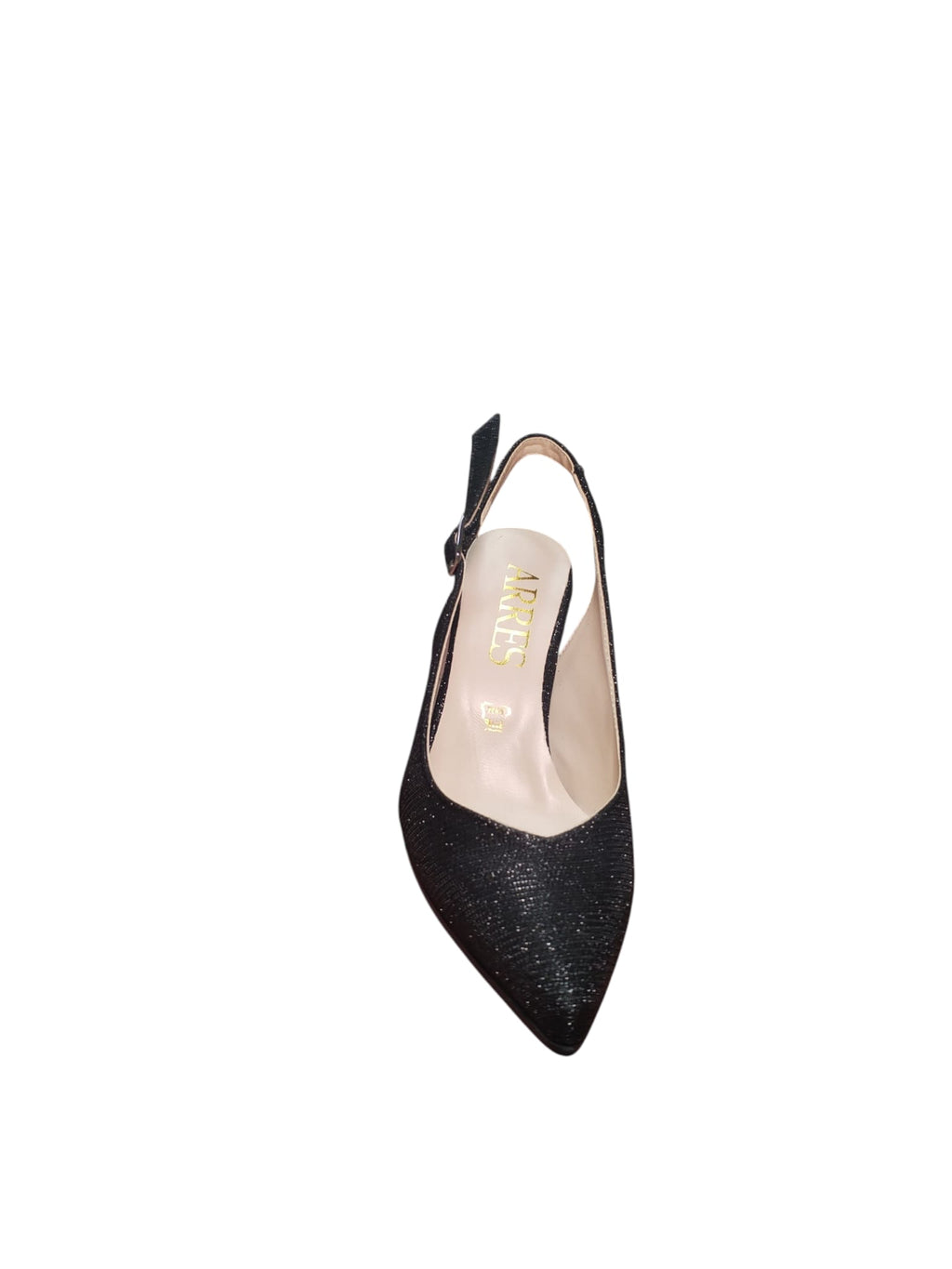 Décolleté ARRES Slingback Oro Glitter Punta Sfilata Tacco Medio