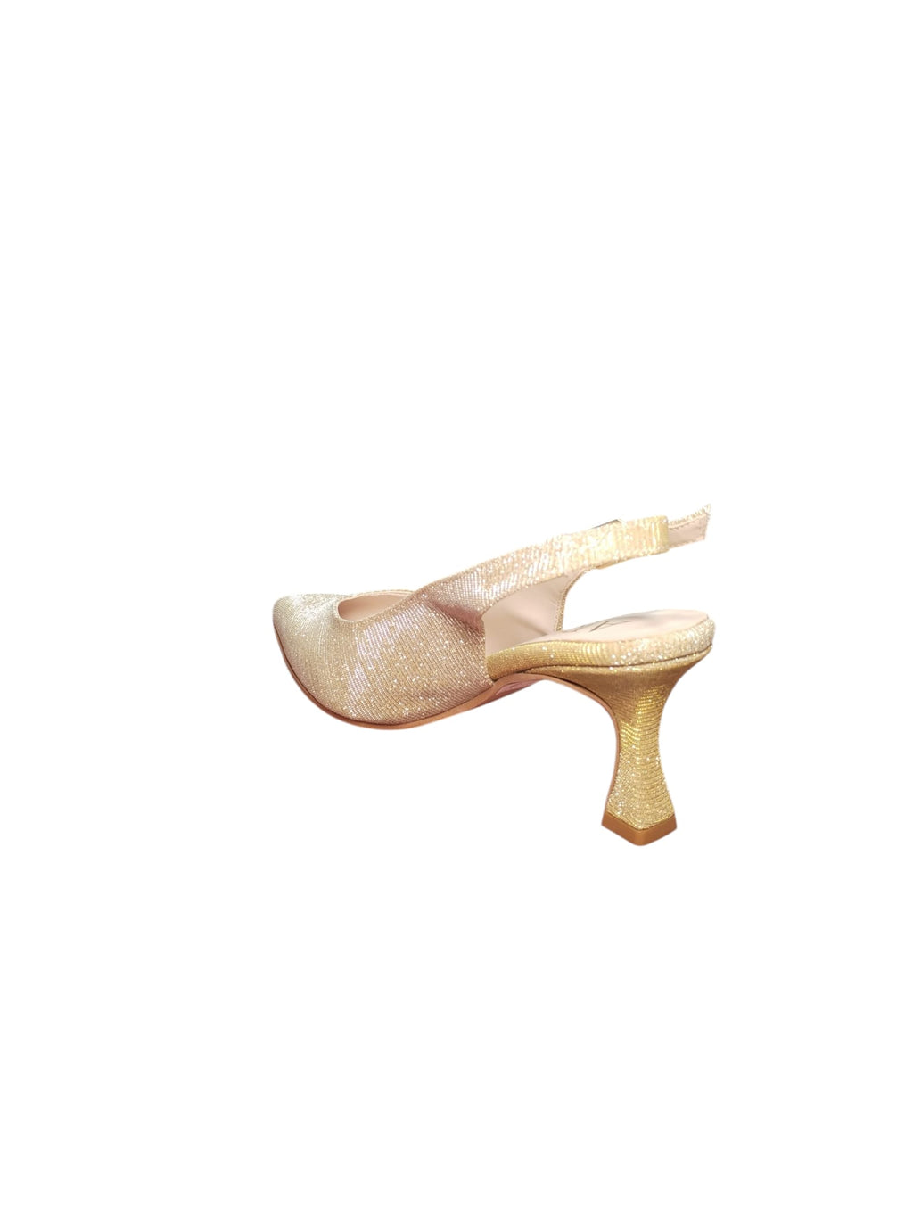 Décolleté ARRES Slingback Oro Glitter Punta Sfilata Tacco Medio