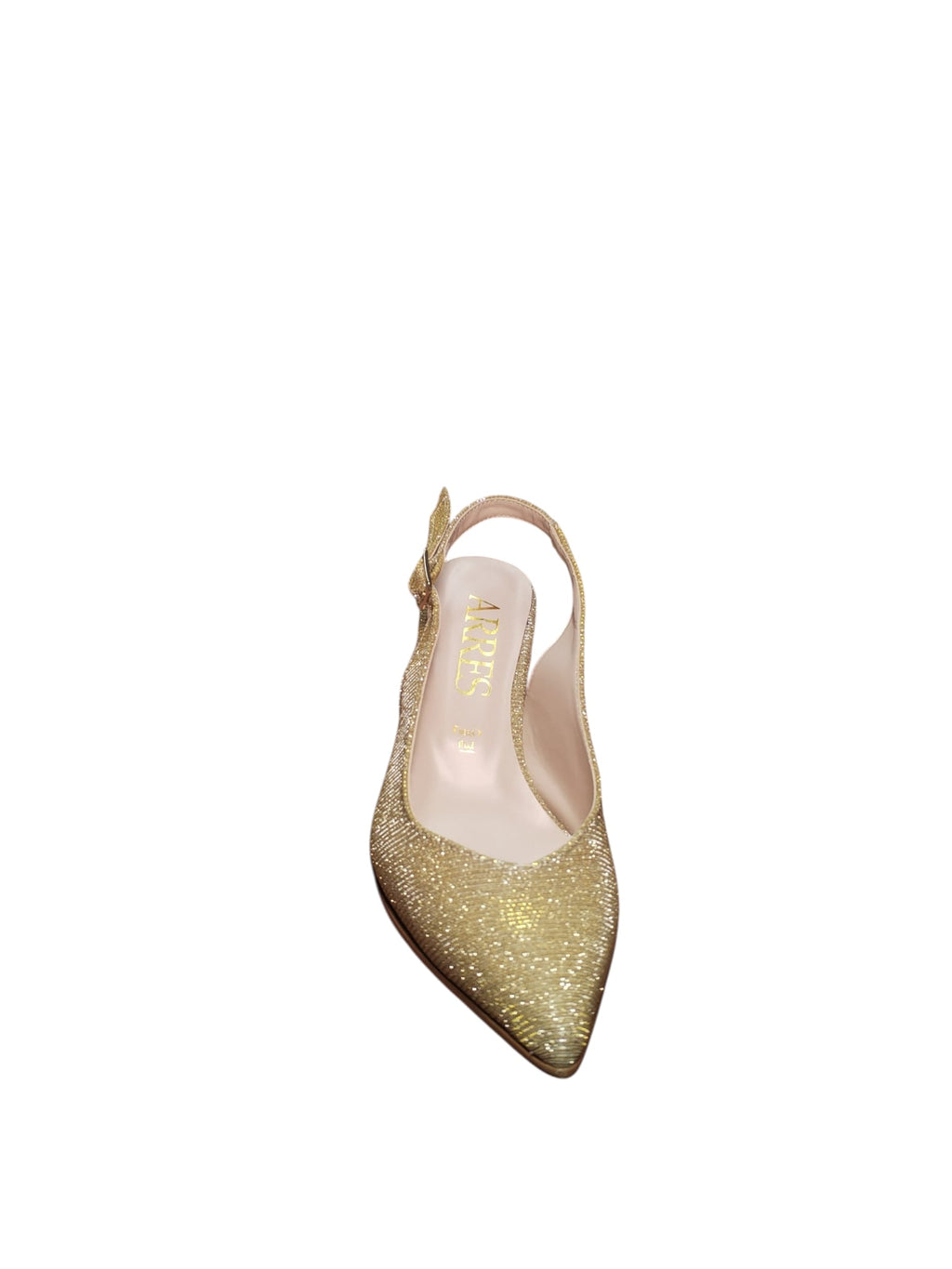 Décolleté ARRES Slingback Oro Glitter Punta Sfilata Tacco Medio