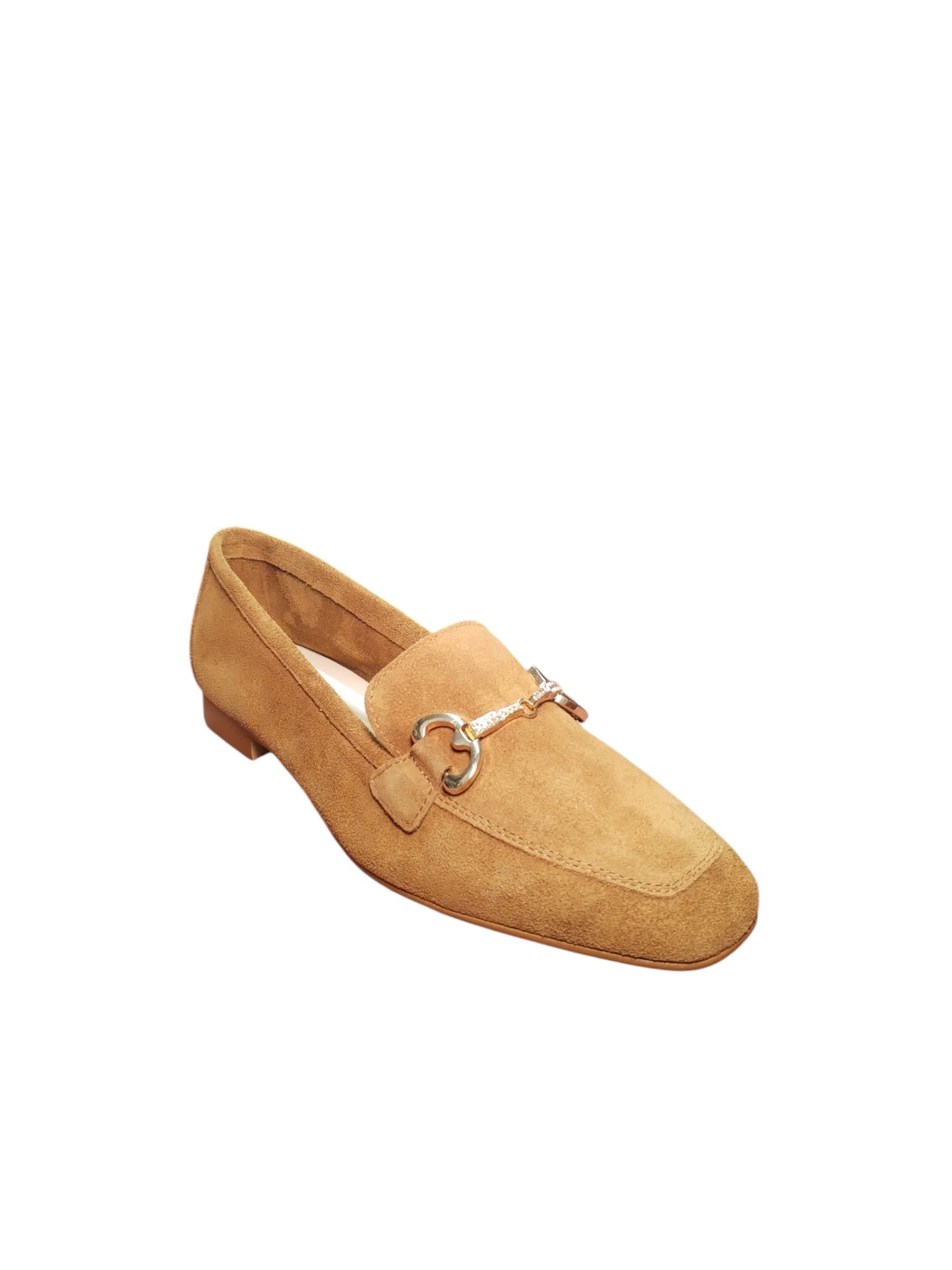 Mocassino Donna Elegante Beige Scamosciato con Morsetto