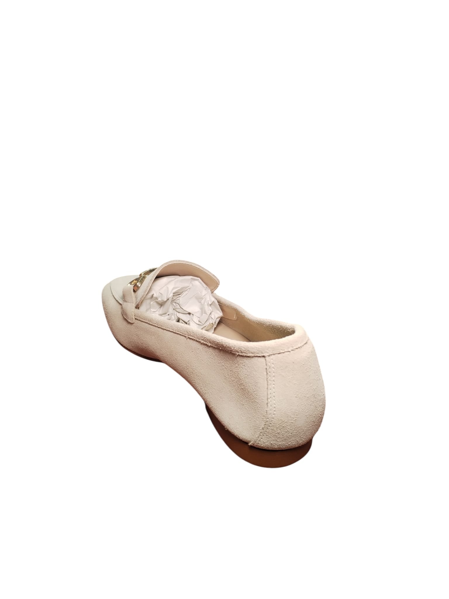 Mocassino Donna Elegante Beige Scamosciato con Morsetto