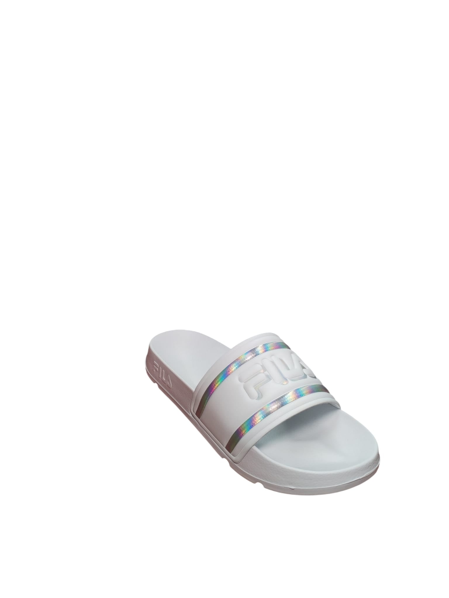 Fila Ciabatte Slide Nere con Logo Argento Uomo/Donna