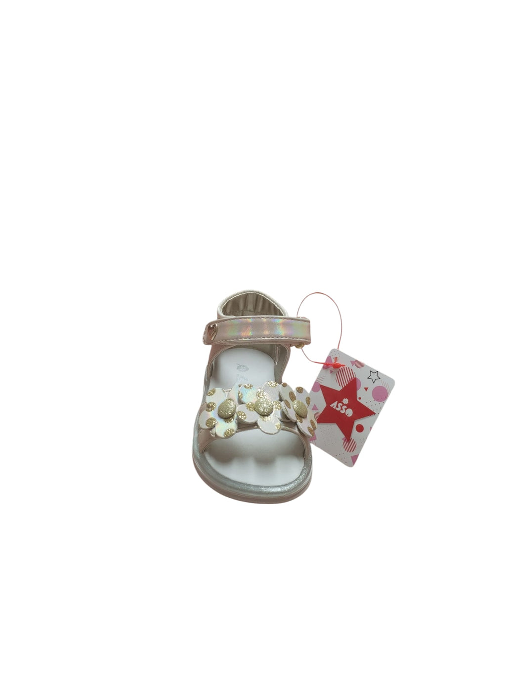 Sandali Asso Bambina Rosa con Fiori Glitterati