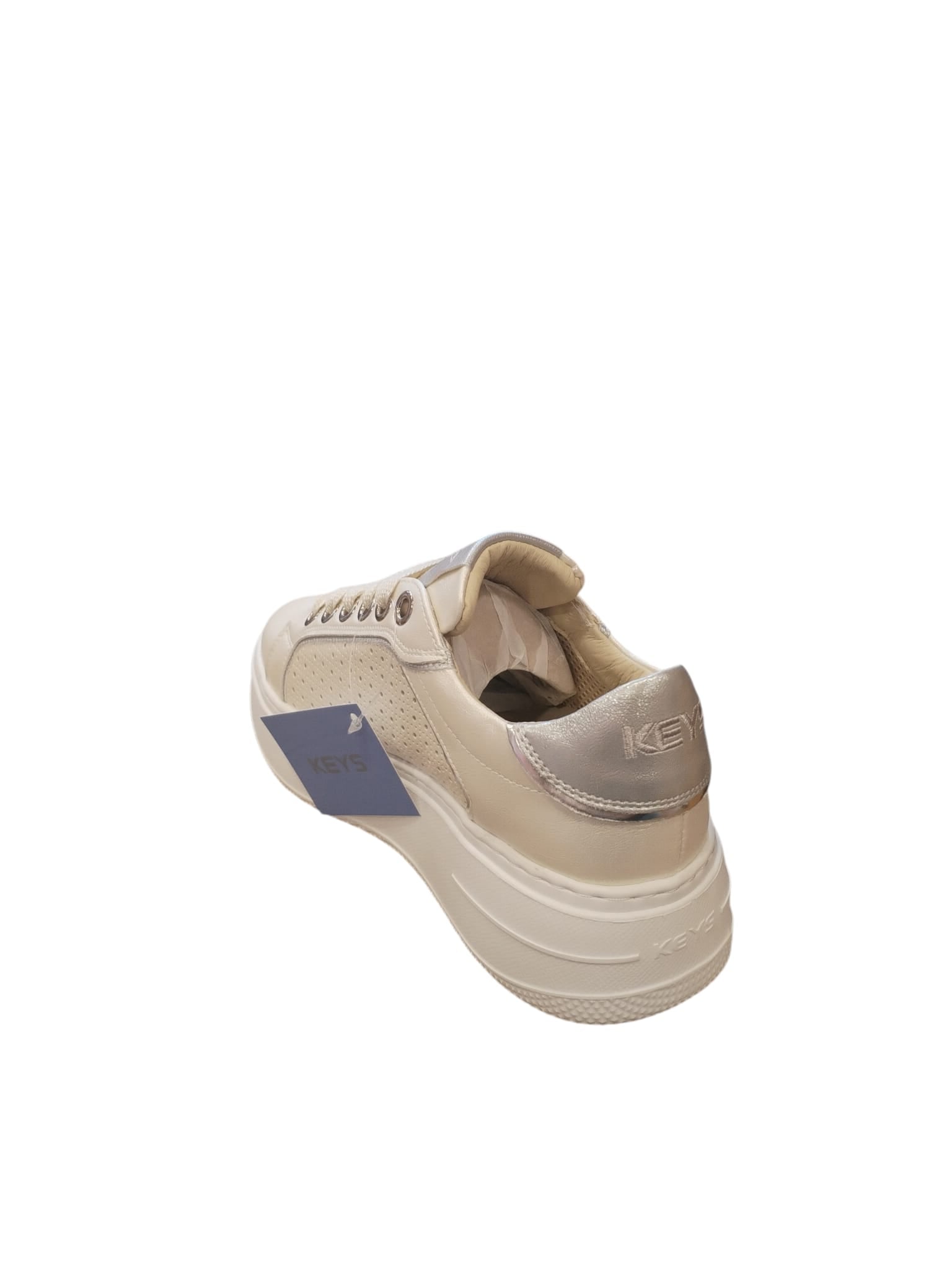 Sneakers KEYS Donna Platform Effetto Perla Beige Eleganti