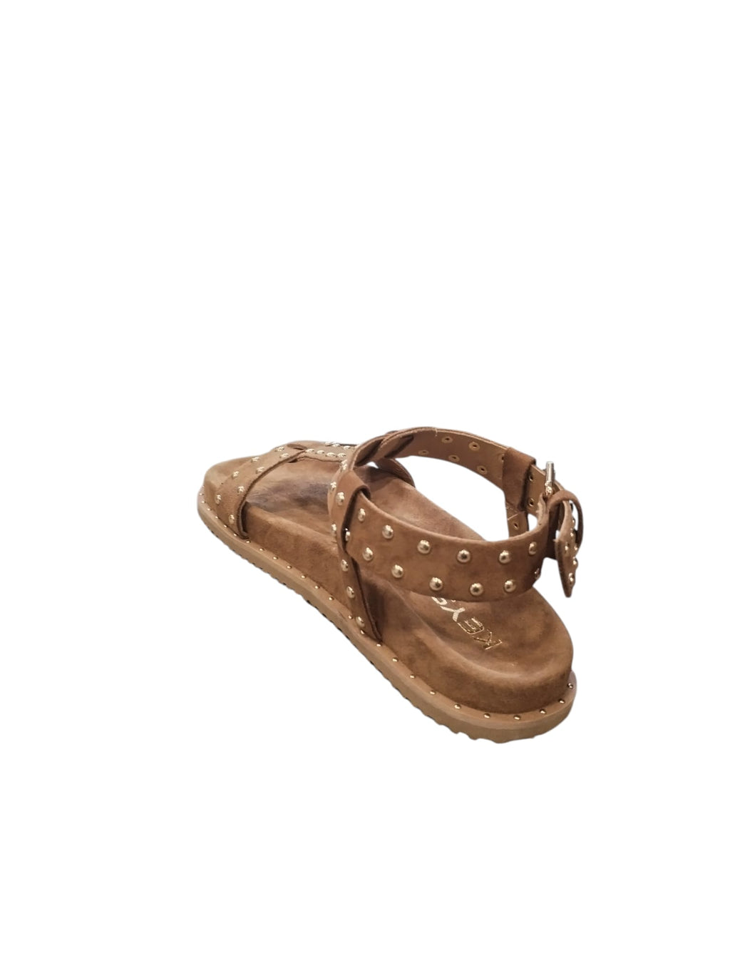 Sandali KEYS Donna in Camoscio Marrone con Borchie Oro
