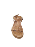 Sandali KEYS Donna in Camoscio Marrone con Borchie Oro