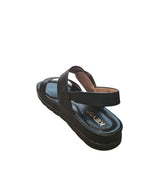 Sandali KEYS Donna Neri con Fibbia Dorata e Suola Platform