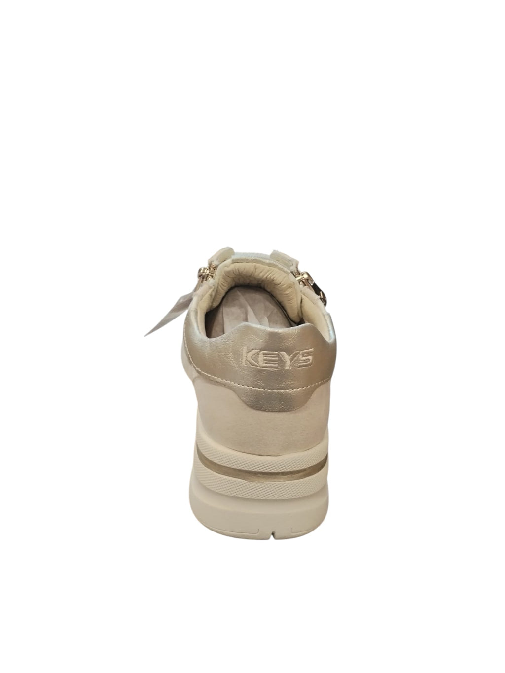 Sneakers KEYS Donna Beige con Zip Laterale e Dettagli Oro