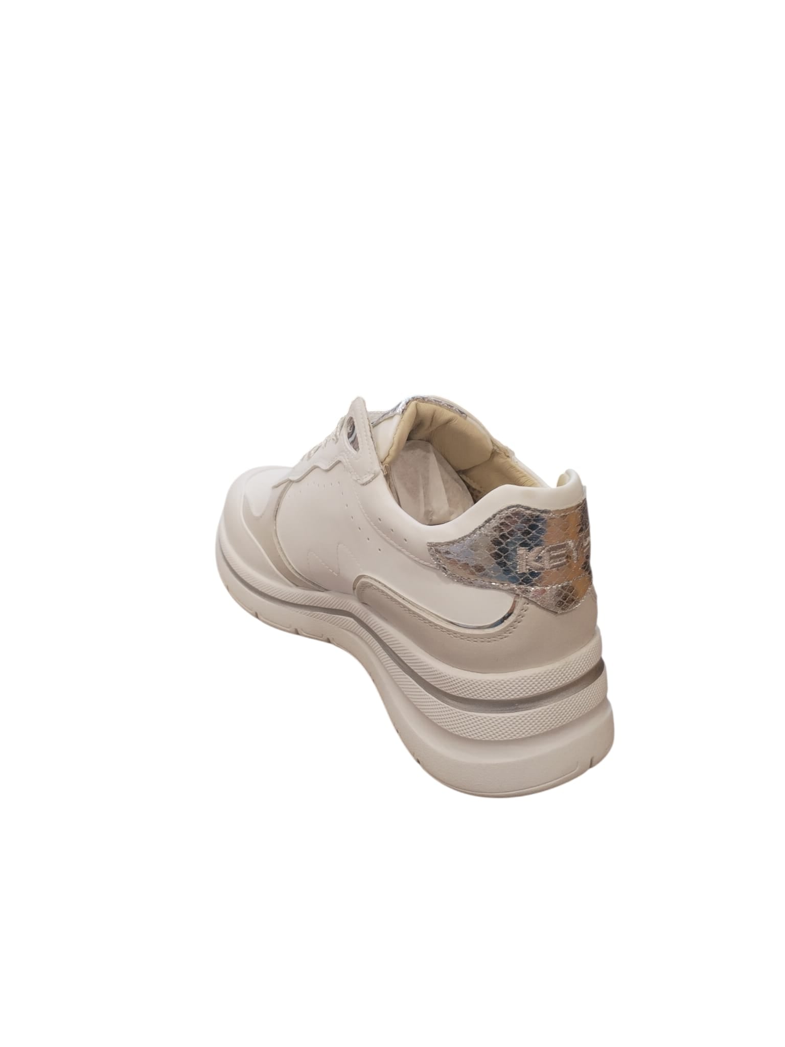 Sneakers Donna Beige Eleganti con Dettagli Metallici