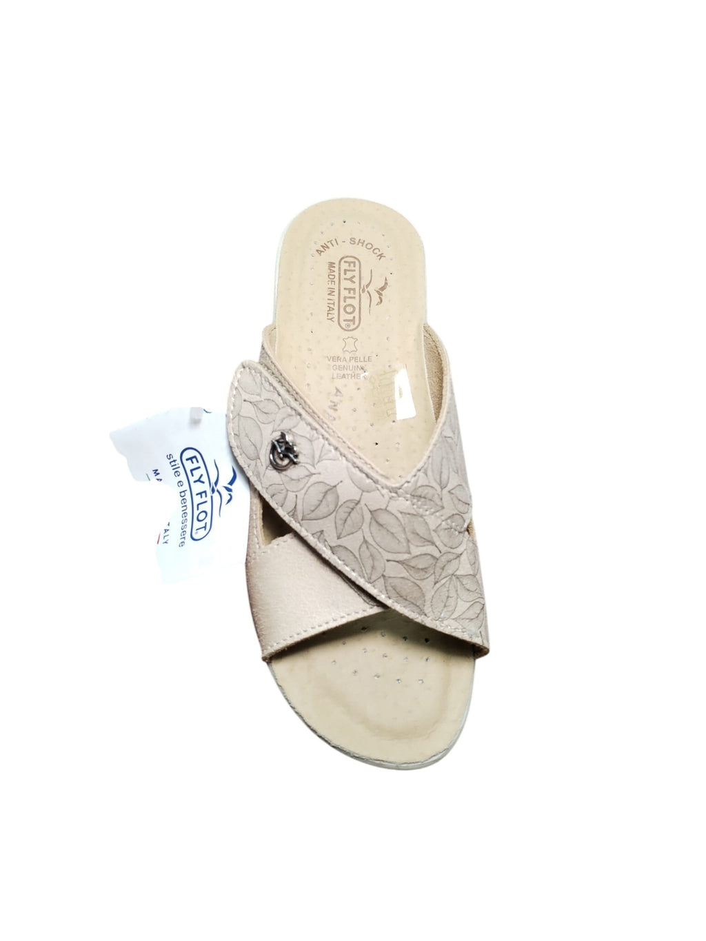 Fly Flot Sandali Donna Beige con Velcro e Fantasia Floreale
