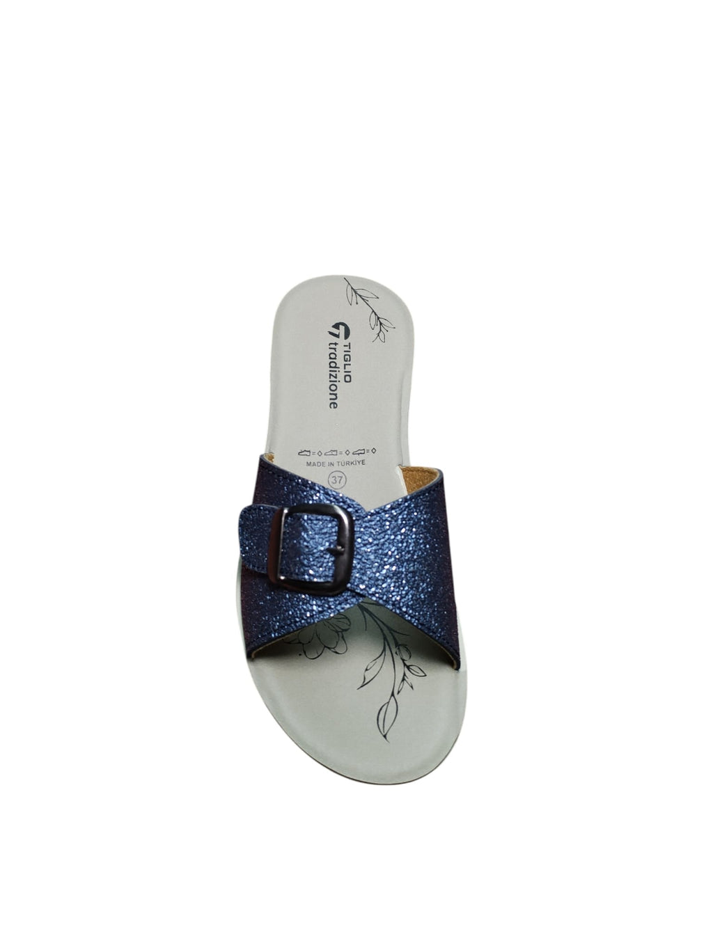 Sandalo Donna Glitter Blu con Fibbia
