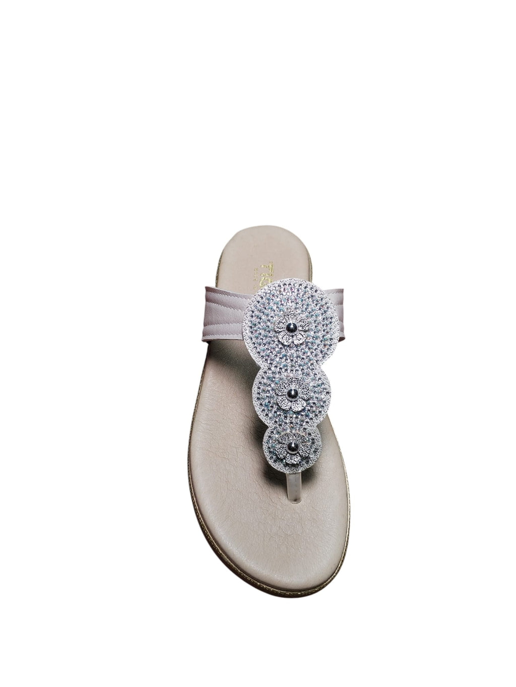 Sandalo Tiglio Donna Elegante Rosa con Strass e Zeppa Bassa