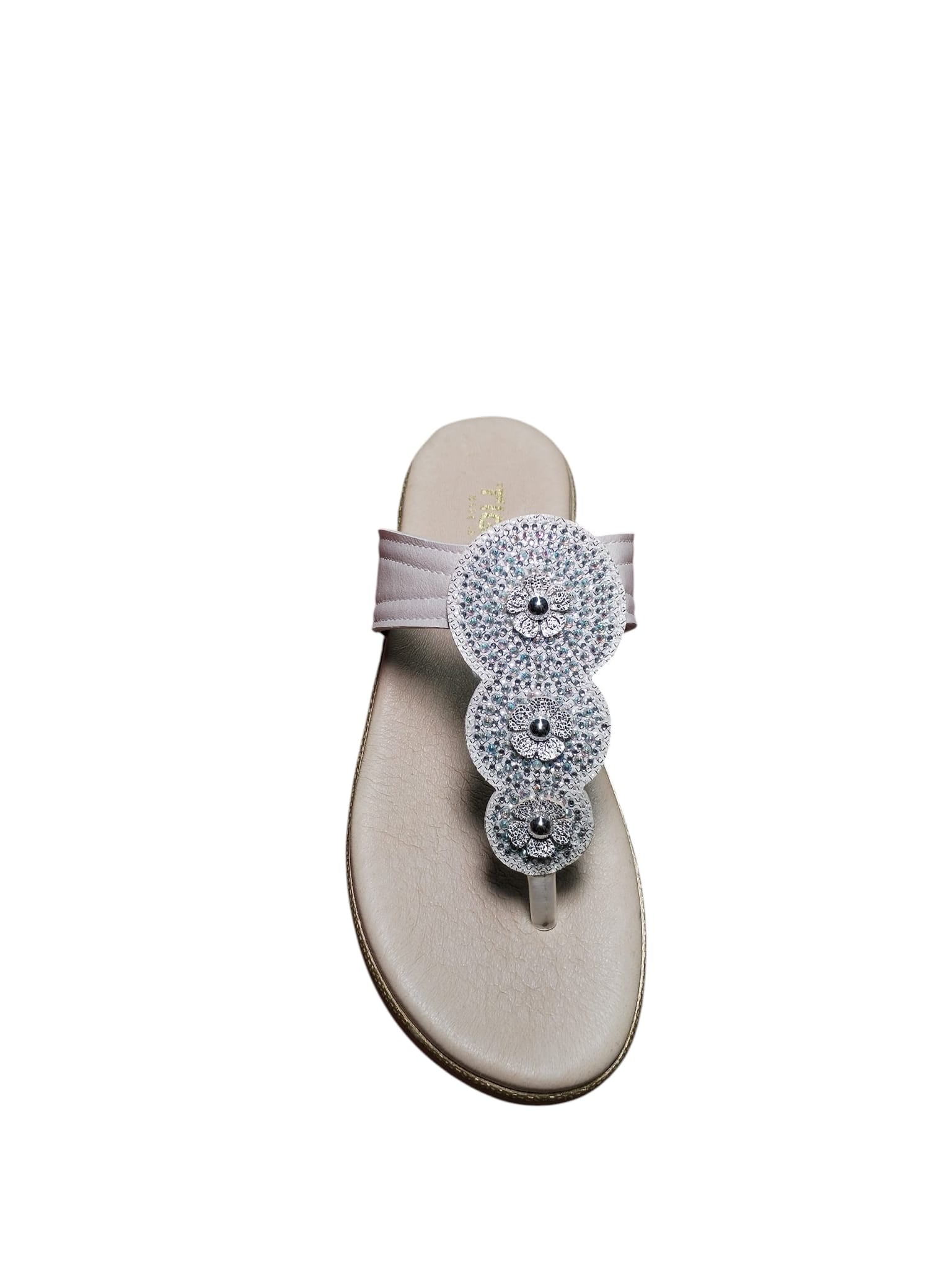 Sandalo Tiglio Donna Elegante Rosa con Strass e Zeppa Bassa