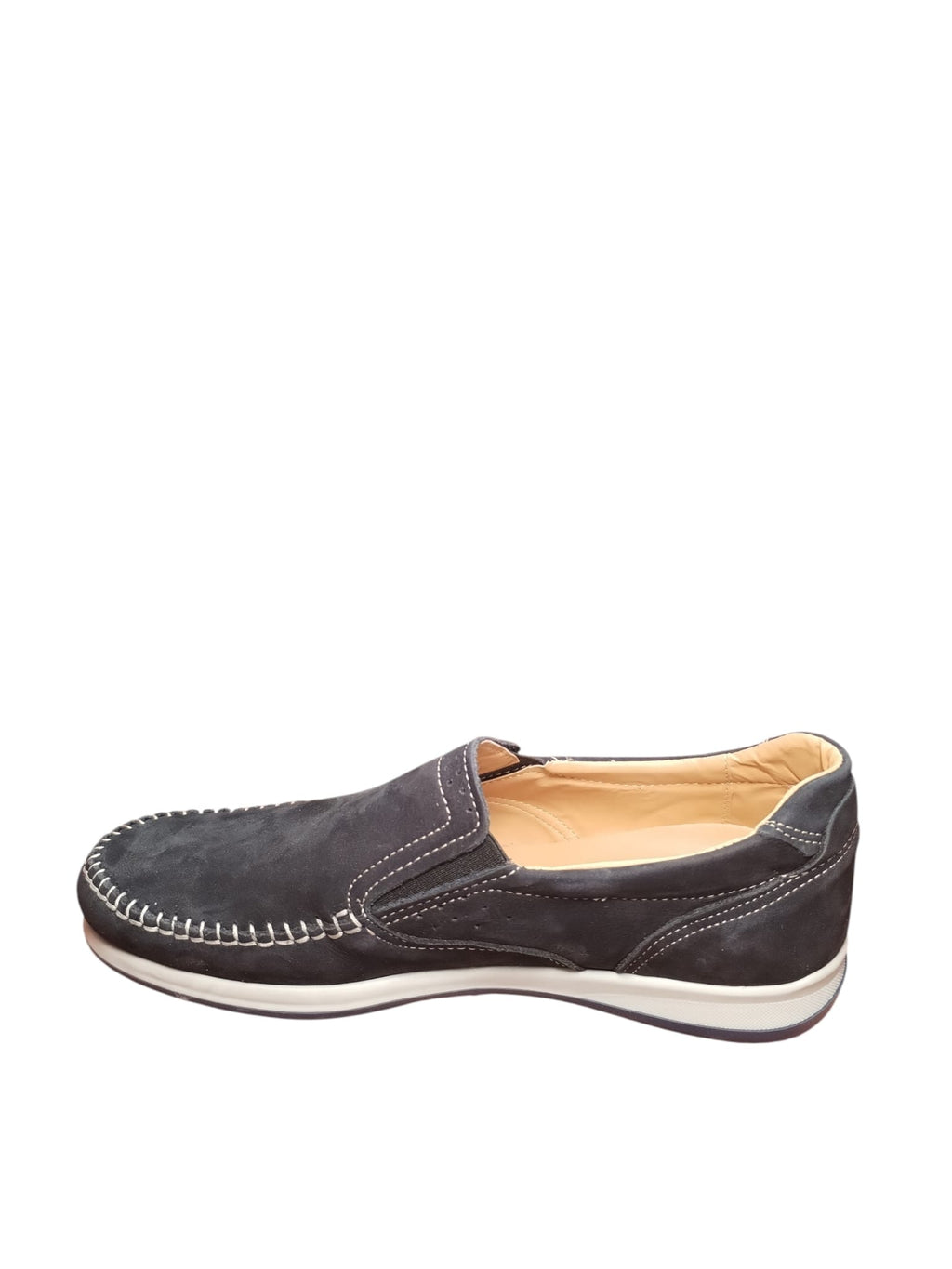 Mocassini Uomo in Pelle Scamosciata Grigia Made in Italy