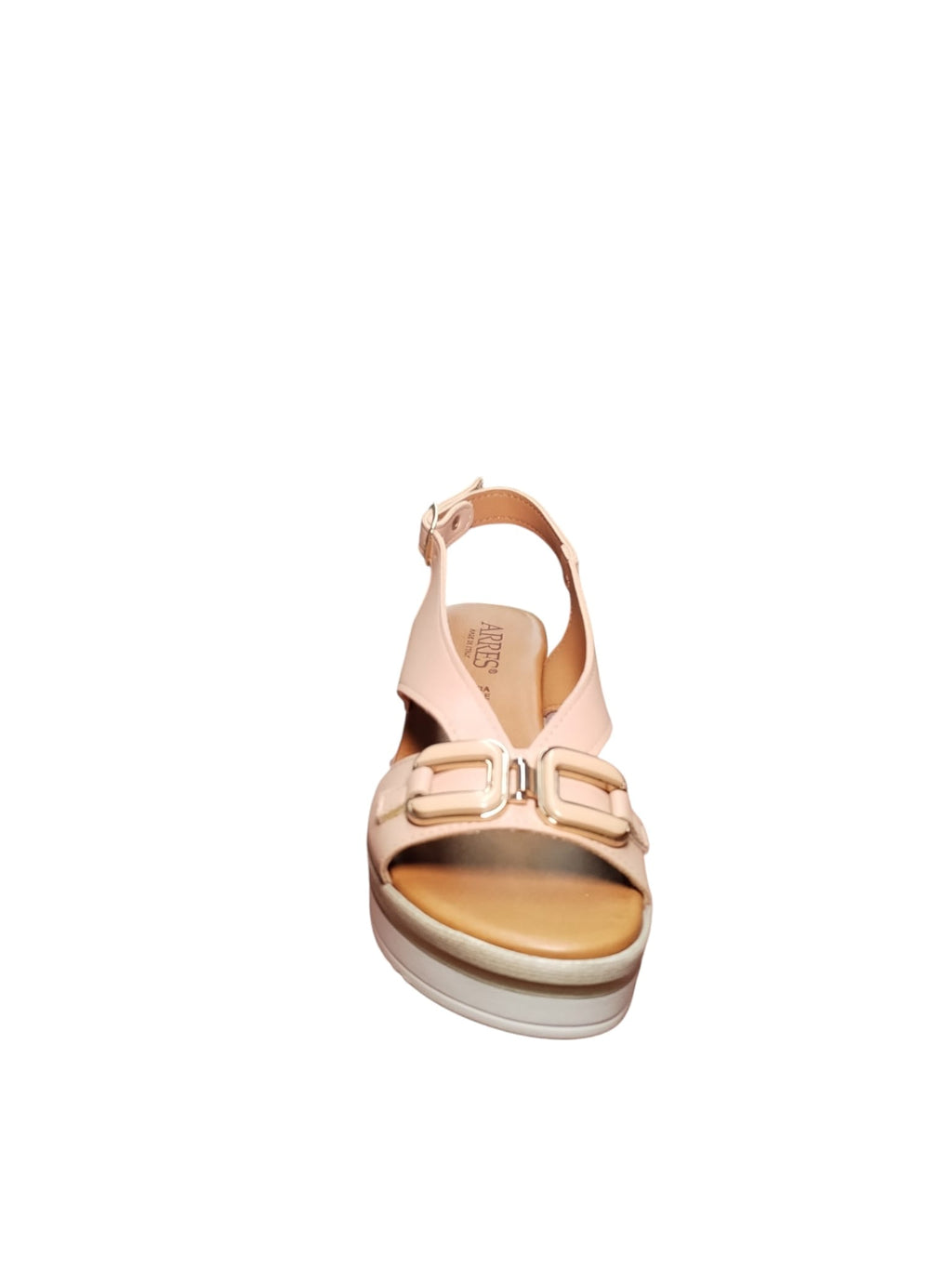 Sandalo Donna ARRES con Zeppa Rosa Cipria e Fibbia Decorativa