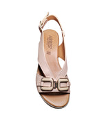 Sandalo Donna ARRES con Zeppa Rosa Cipria e Fibbia Decorativa