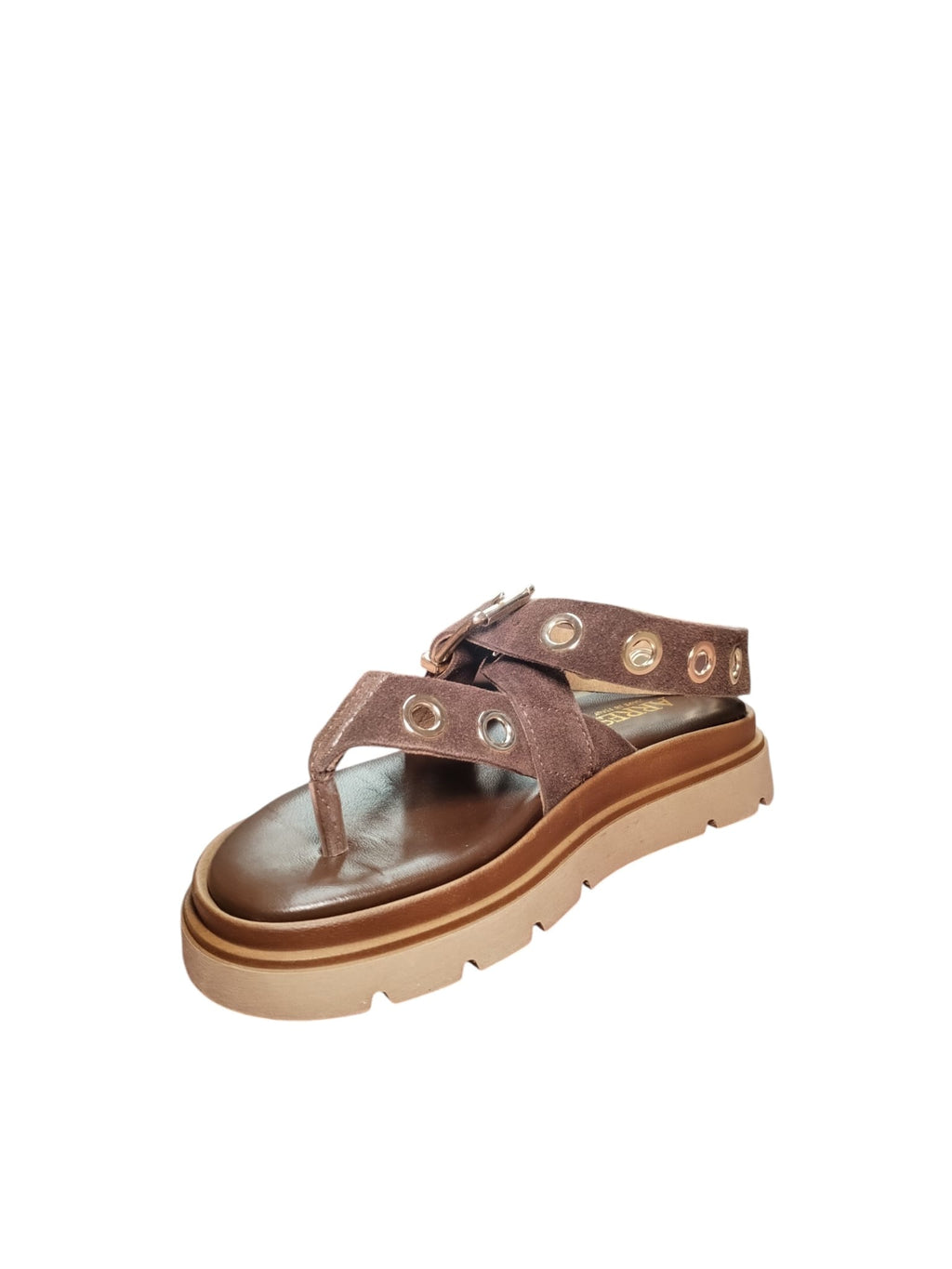 Sandali ARRES Donna Marroni con Occhielli e Suola Platform