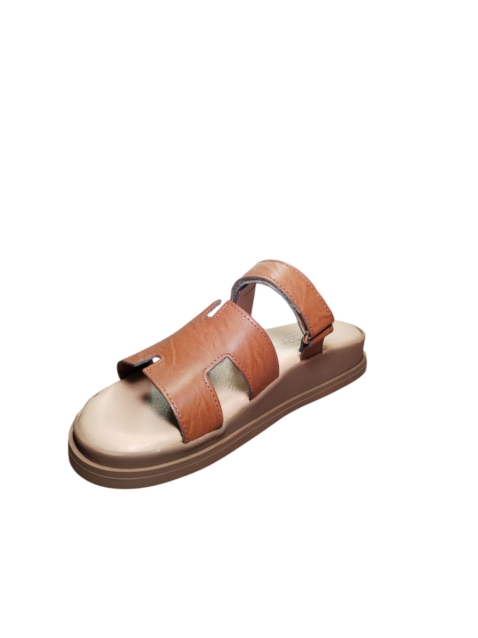 Sandali ARRES Comodi in Pelle Marrone con Doppia Fascia