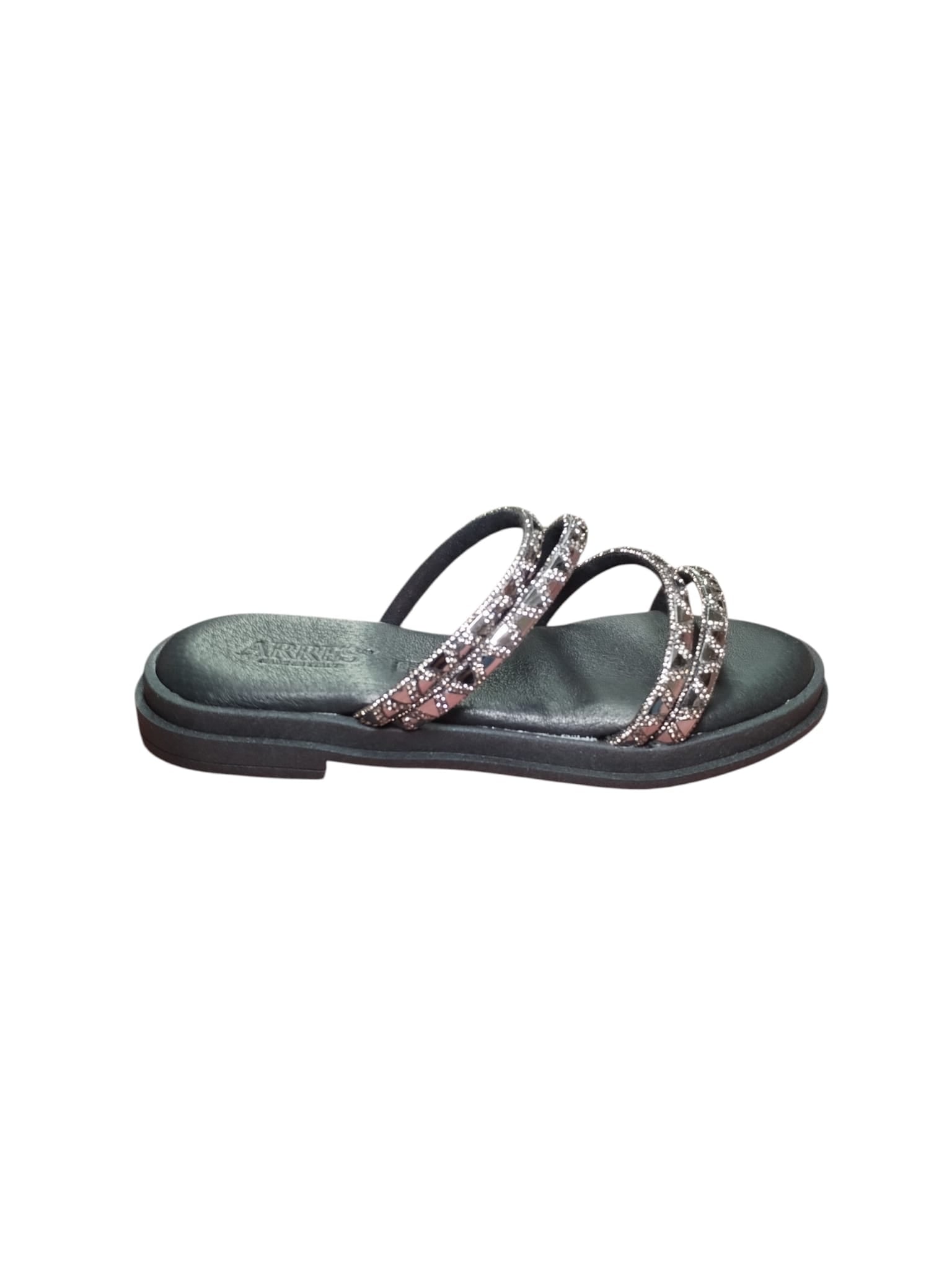 Sandali Donna Arres con Fasce Borchiate Argento