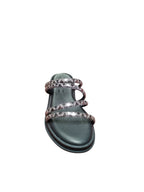 Sandali Donna Arres con Fasce Borchiate Argento