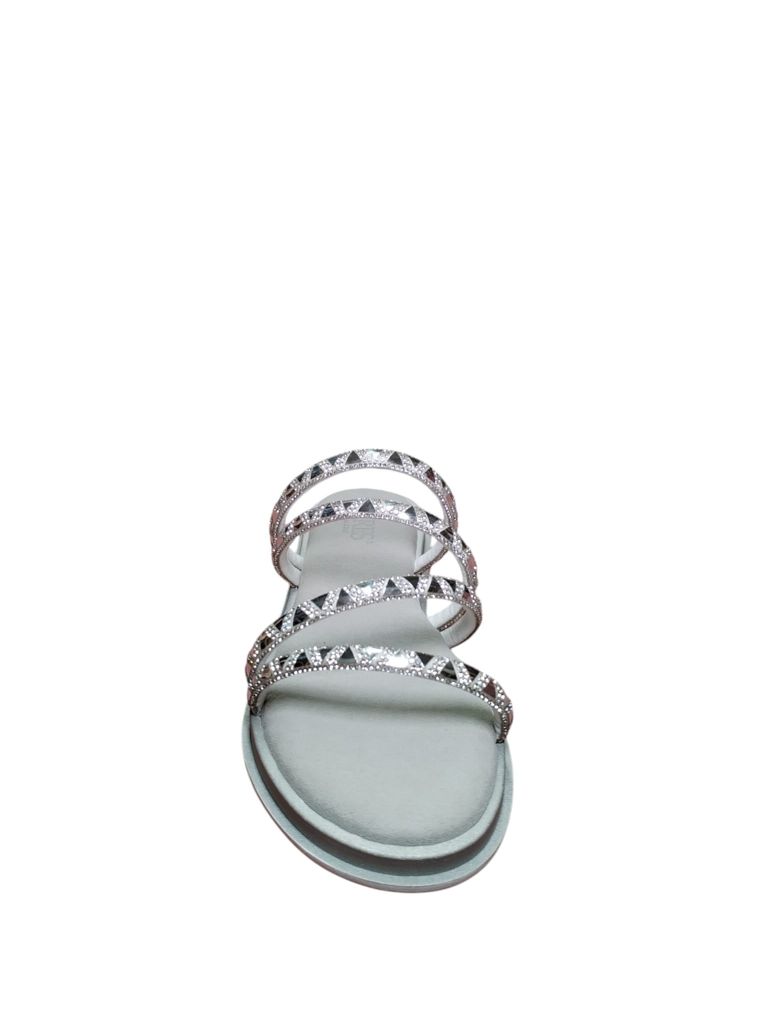 Sandali Donna Arres con Fasce Borchiate Argento