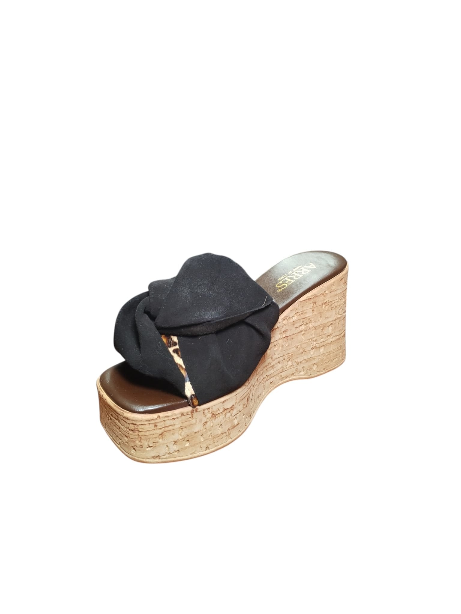 Zeppa ARRES Donna in Sughero e pelle Nera