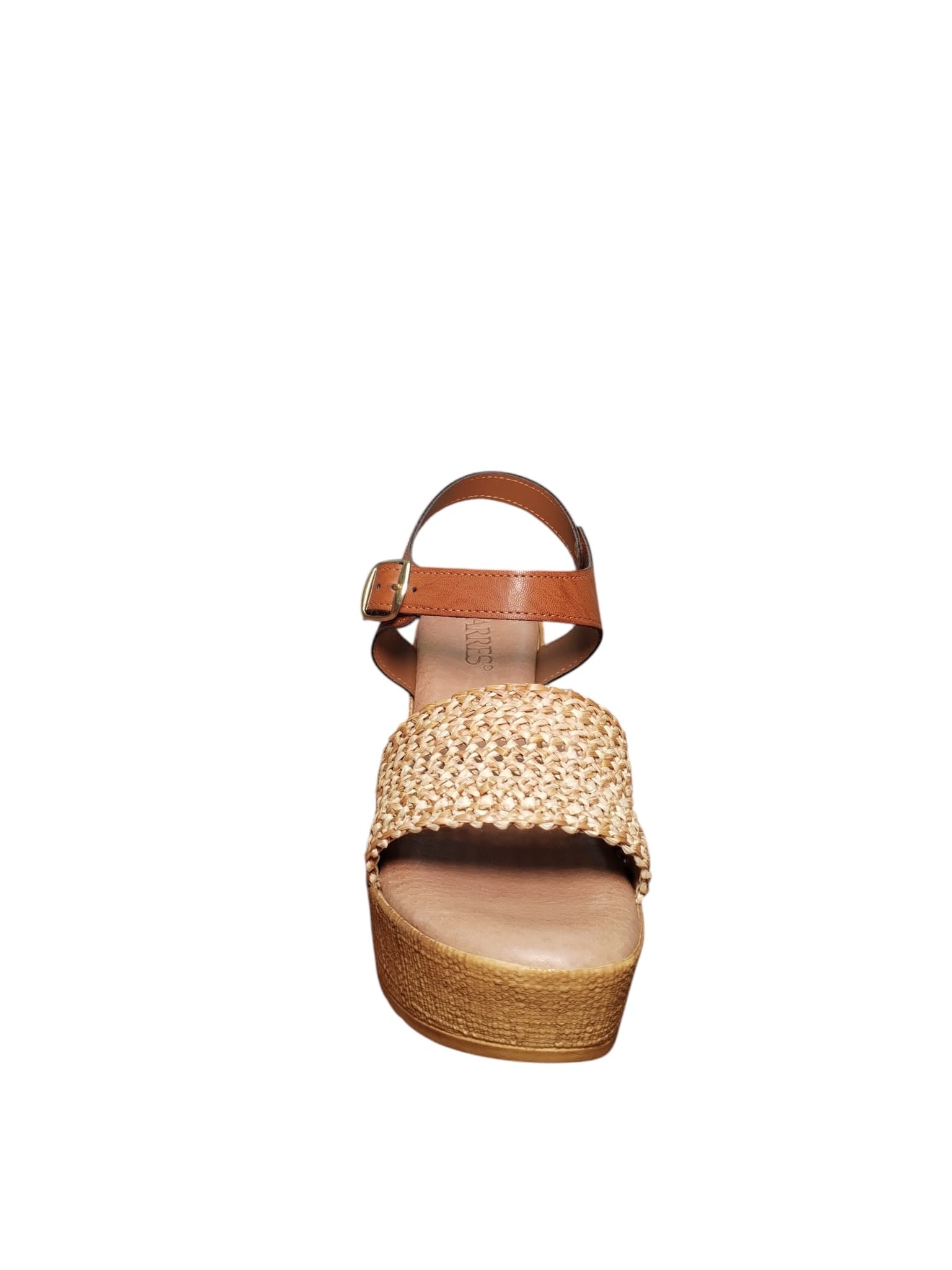 Sandali ARRES con Zeppa in Pelle e Paglia