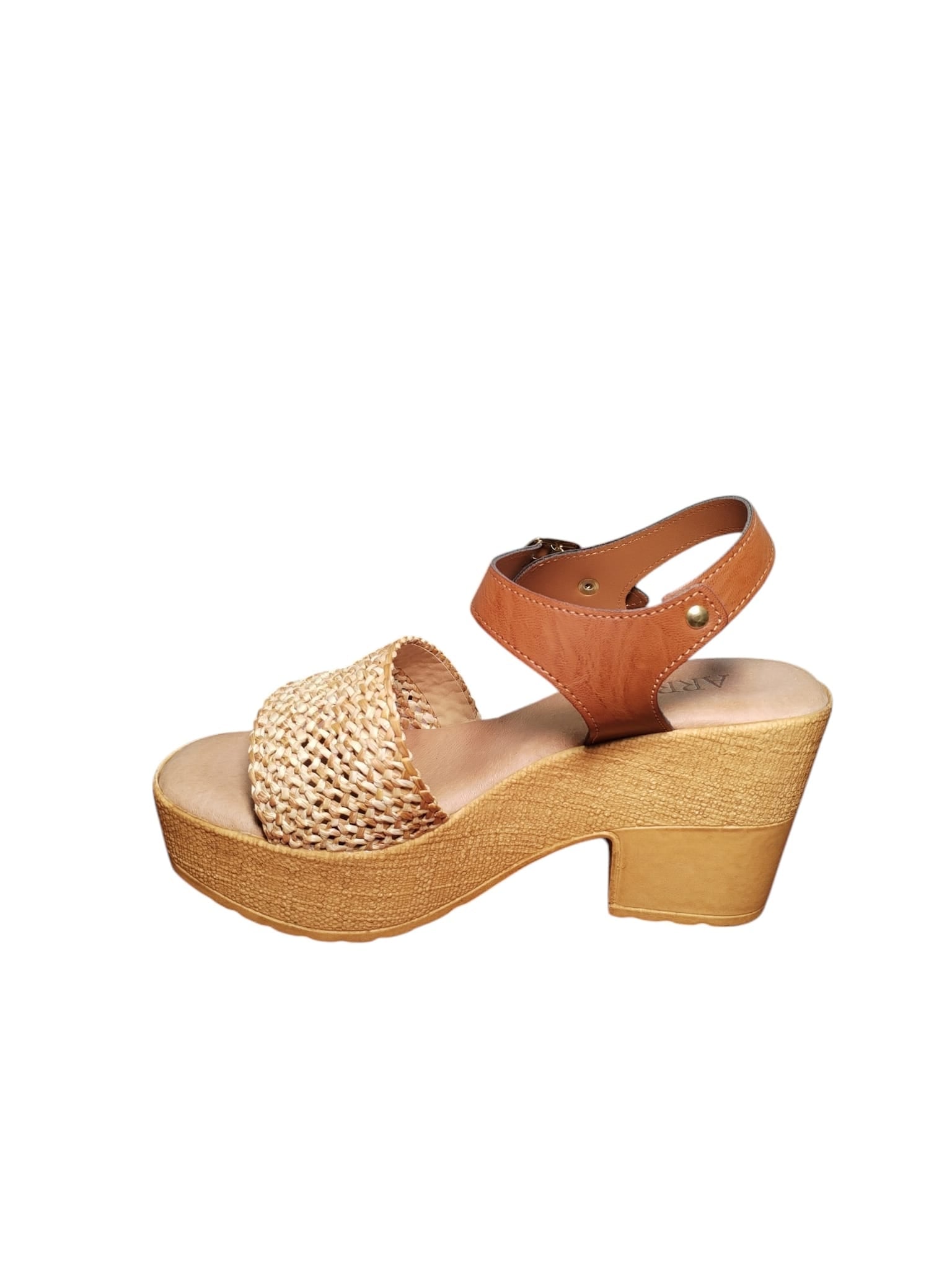 Sandali ARRES con Zeppa in Pelle e Paglia