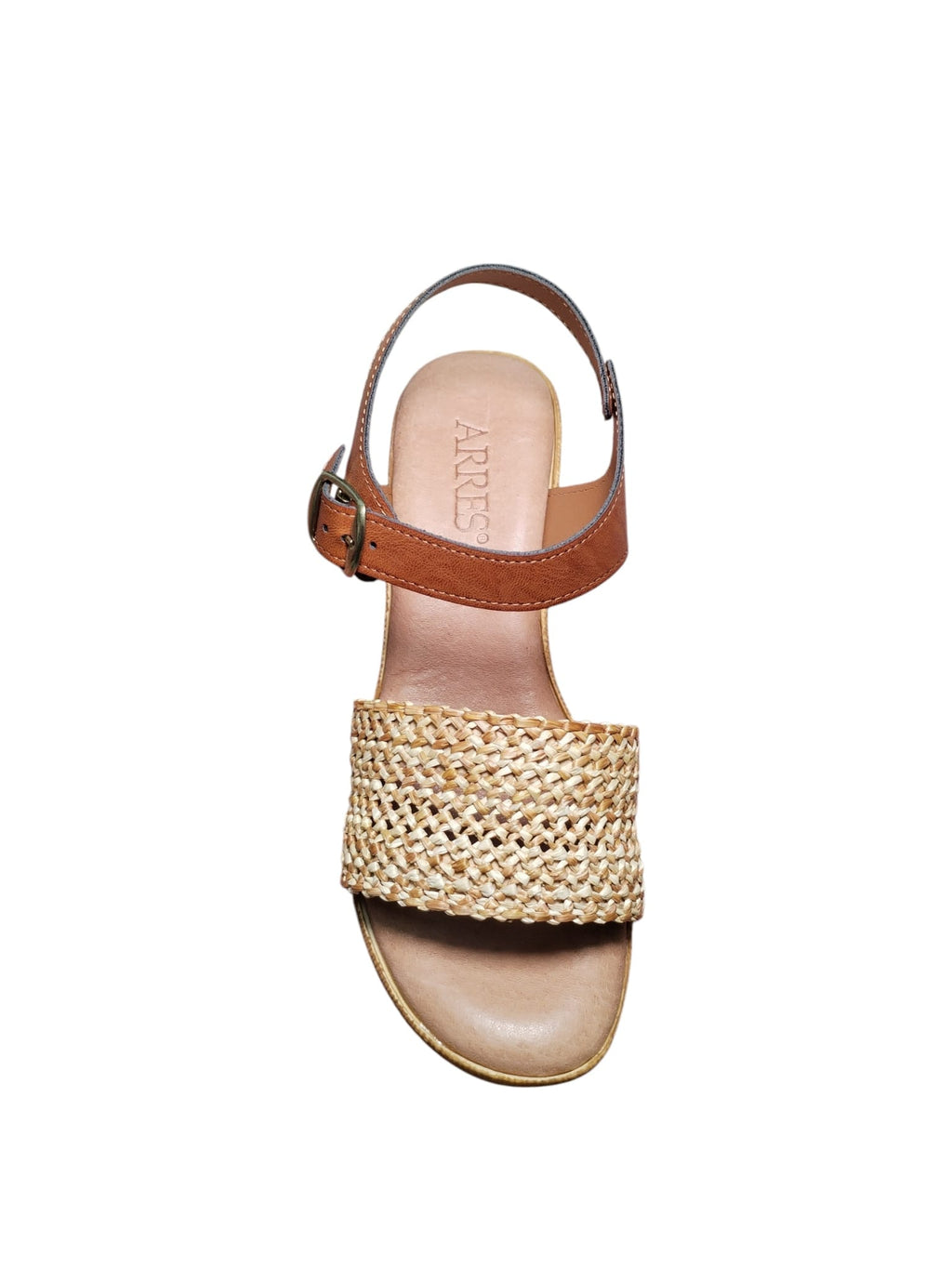 Sandali ARRES con Zeppa in Pelle e Paglia