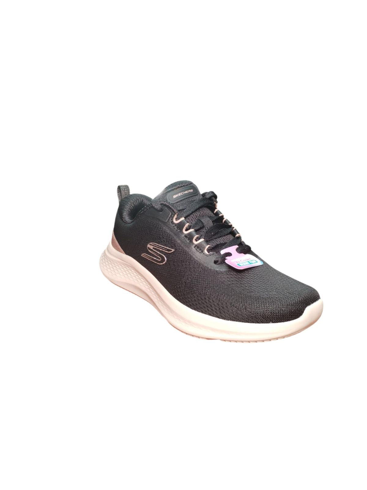 Skechers Scarpe Sportive Donna Nere con Dettagli Rose Gold