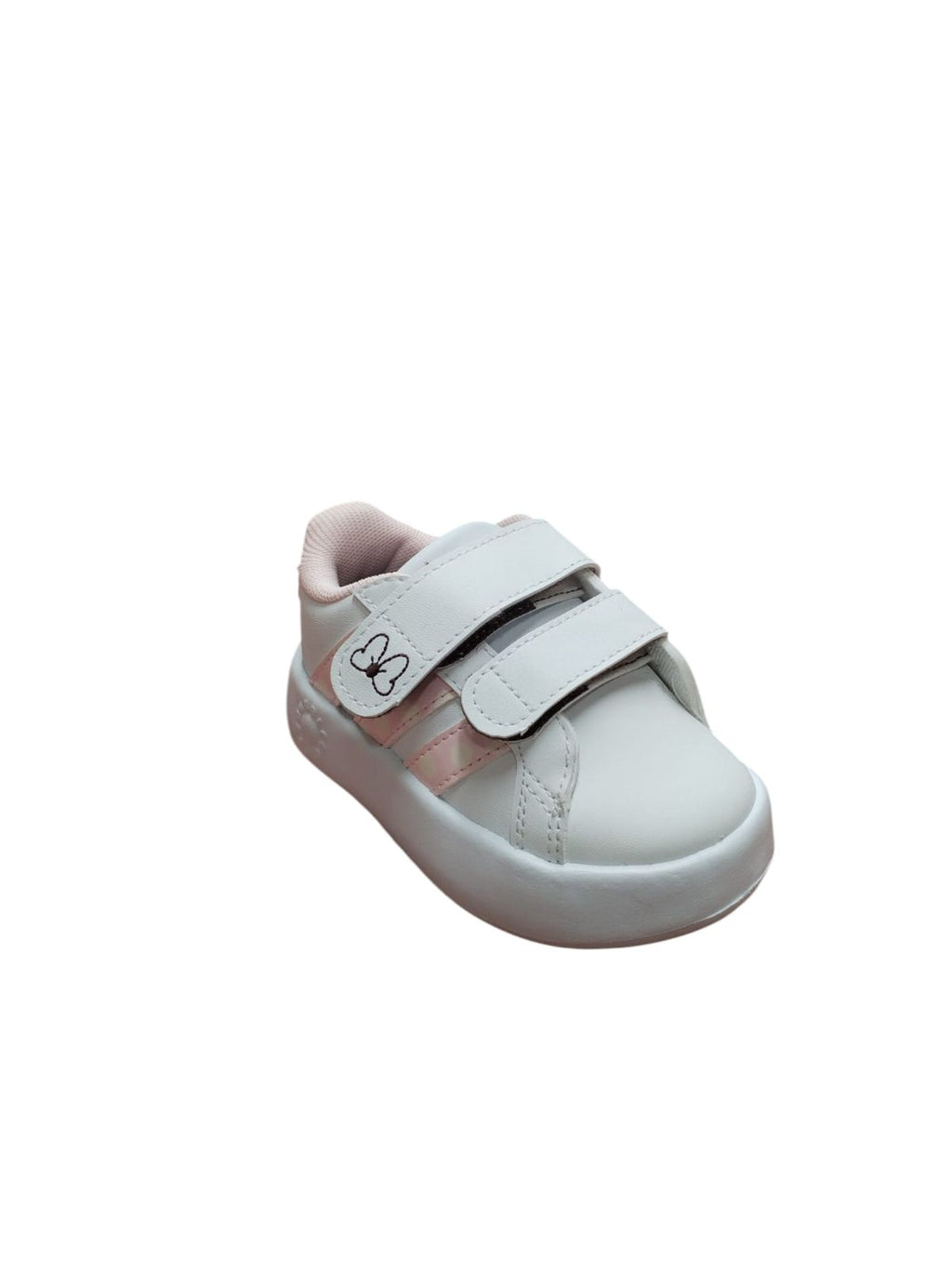 Scarpe Bambina Bianche con Strappi e Dettagli Rosa