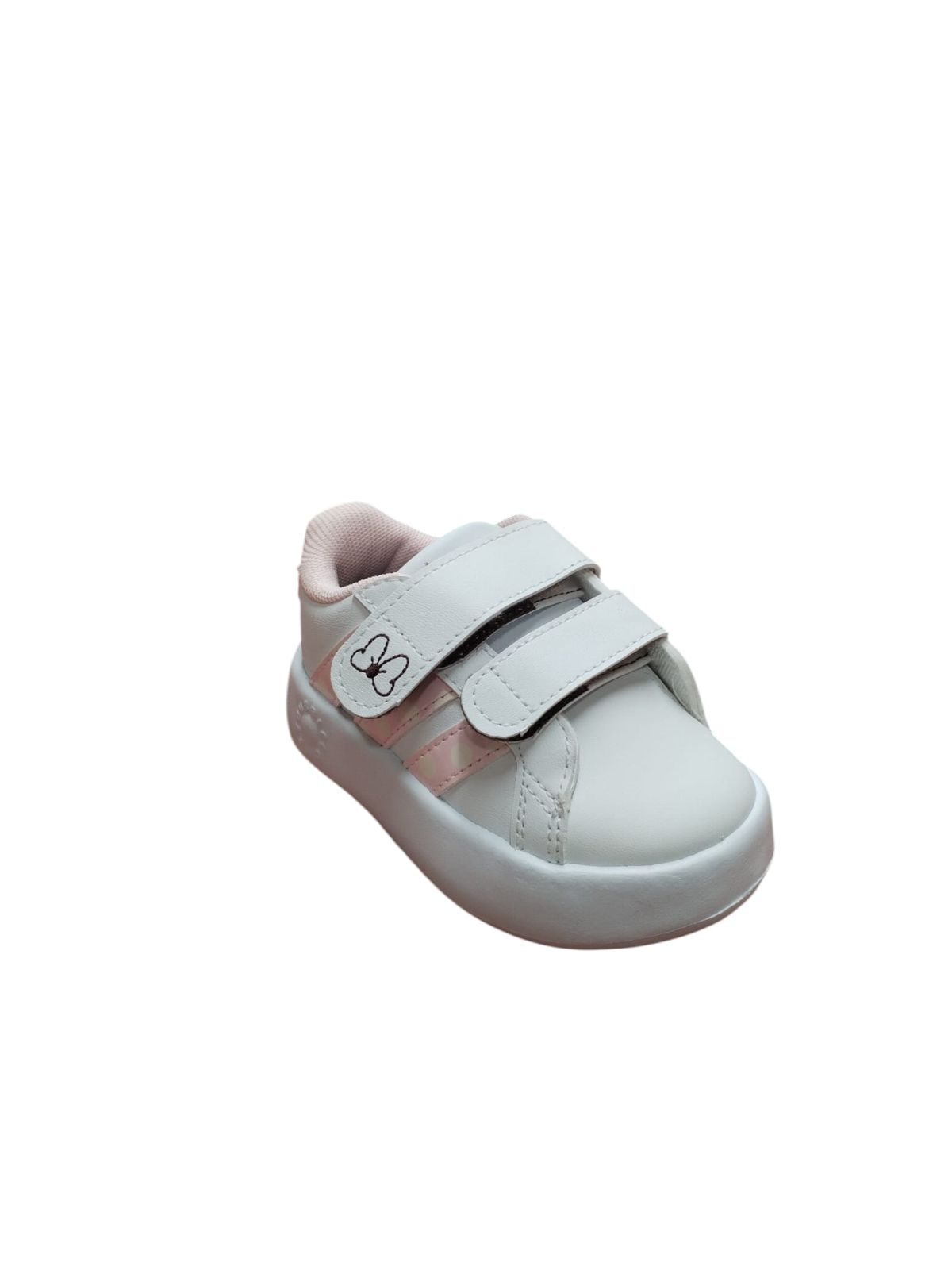 Scarpe Bambina Bianche con Strappi e Dettagli Rosa
