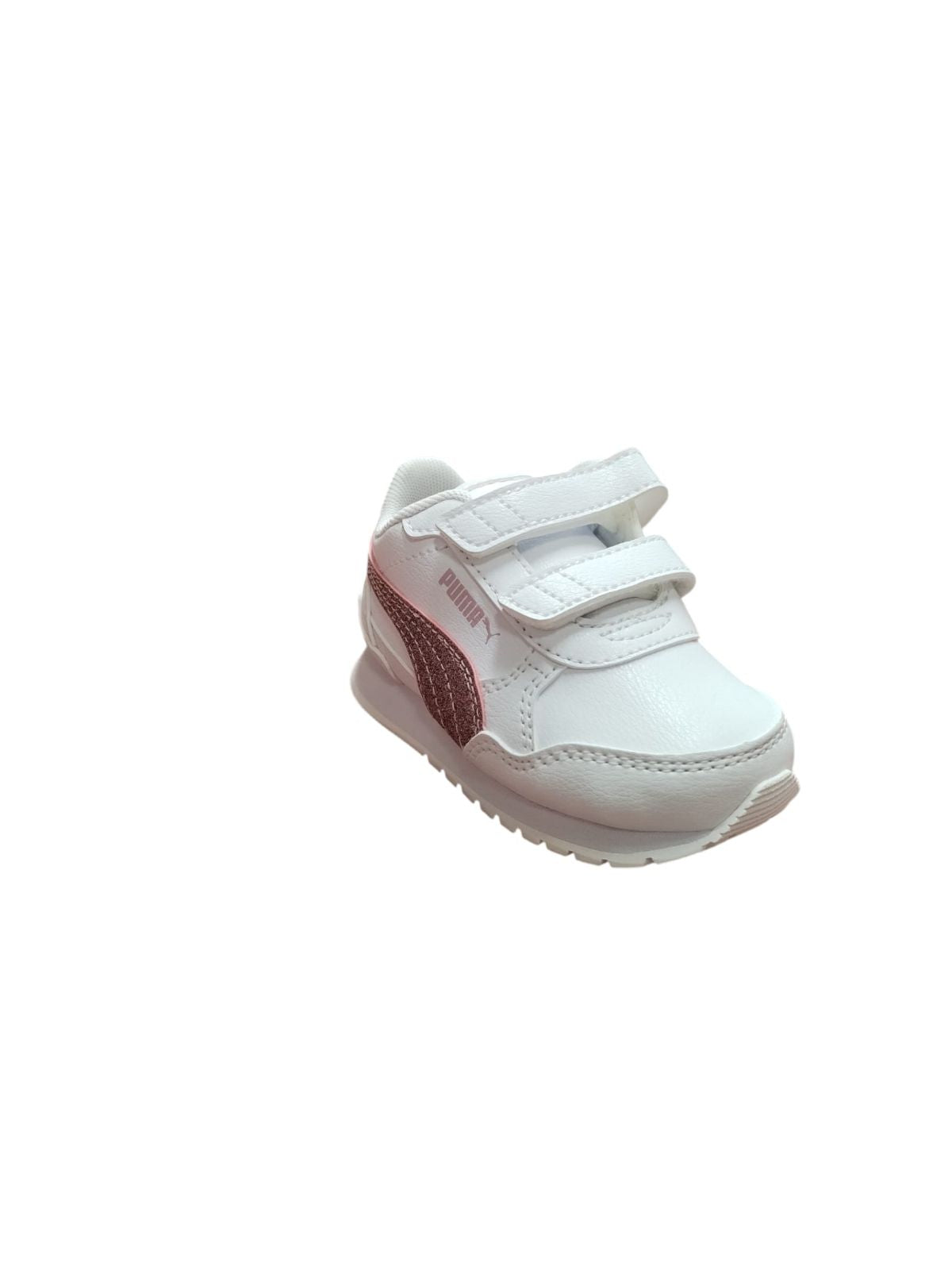 Scarpe Puma Bambino/a Bianche Strappi Dettagli Rosa Glitter