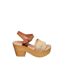 Sandali ARRES con Zeppa in Pelle e Paglia