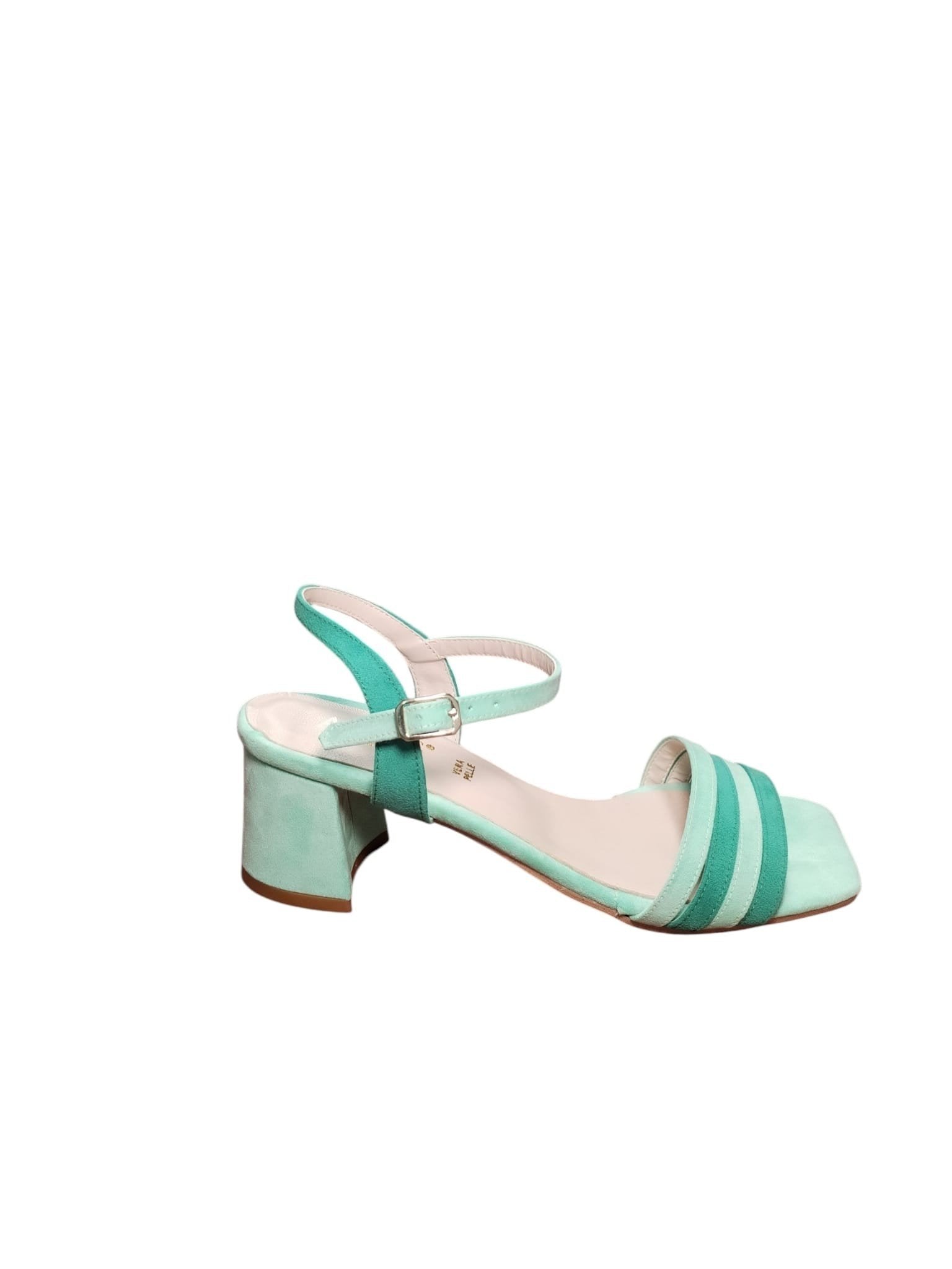 Sandali ARRES donna Suede Verde Menta con Tacco Basso
