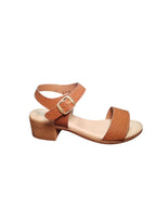 Sandali ARRES Donna in Pelle Marrone con Tacco Basso e Cinturino