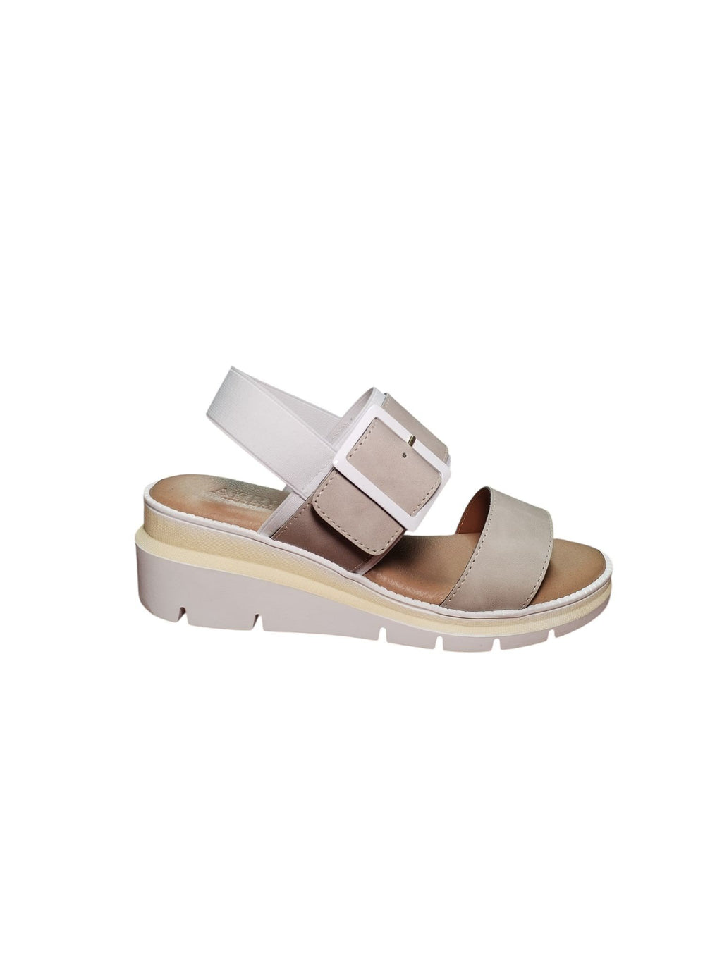 Sandalo Donna ARRES con Zeppa Comfort Beige e Bianco