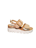 Sandali ARRES Donna Platform Beige con Fibbia e Velcro