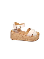 Sandali ARRES Donna con Zeppa in Sughero e Fasce Beige